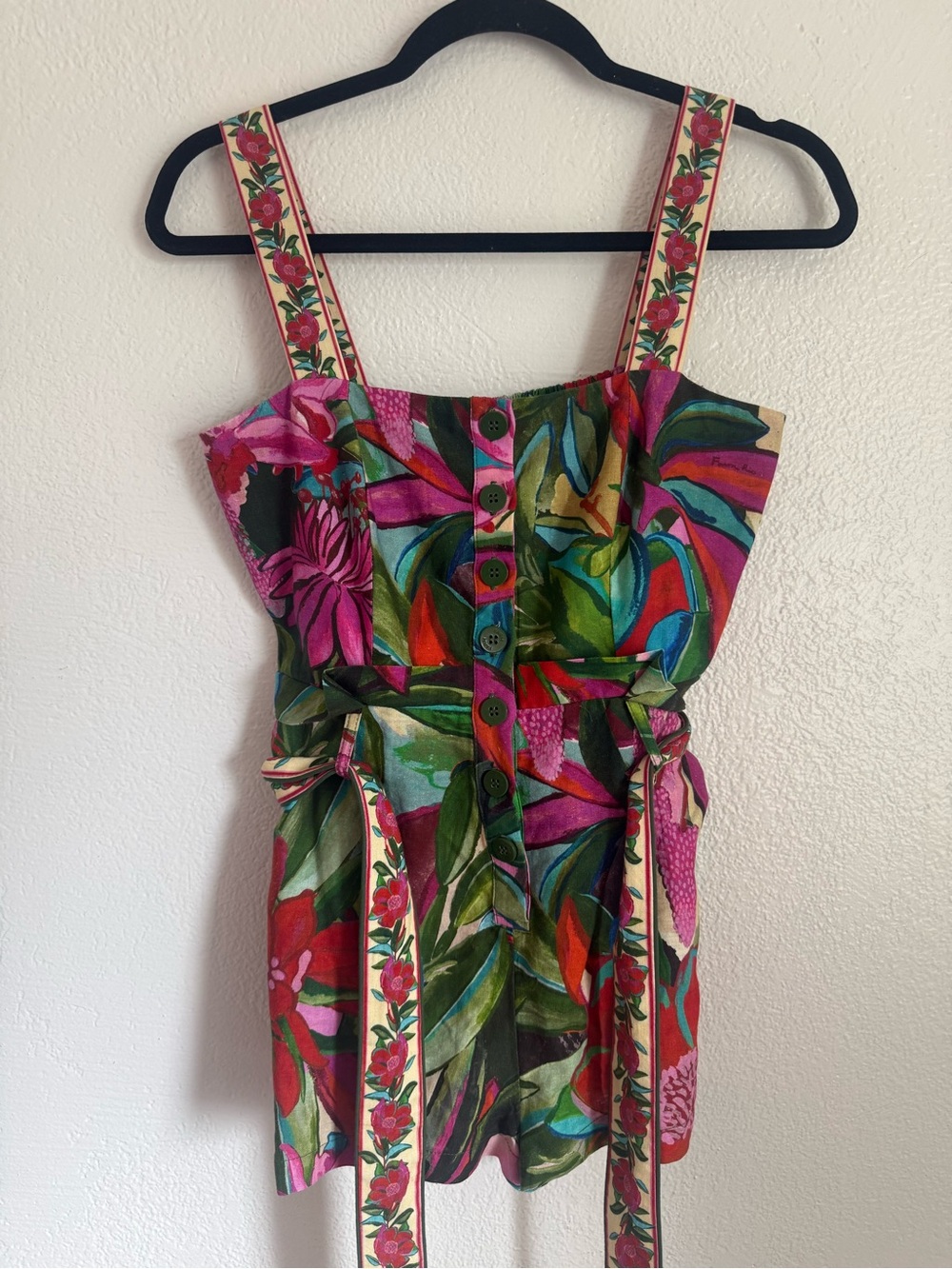 Farm Rio Romper Size XS Jardin de Reve Multicolor Tropical Floral Vacation